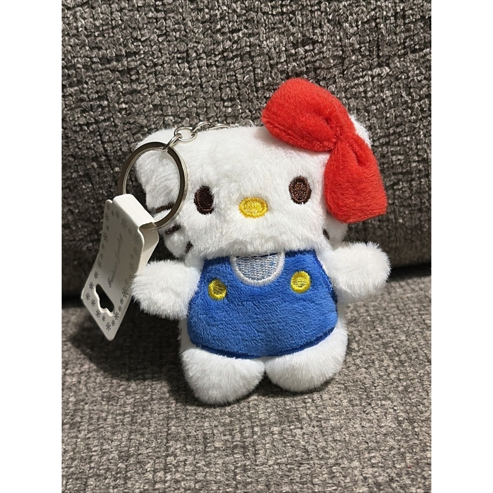 Hello Kitty 4" Plush Key Chain Bag Charm Blue Dress Red Bow